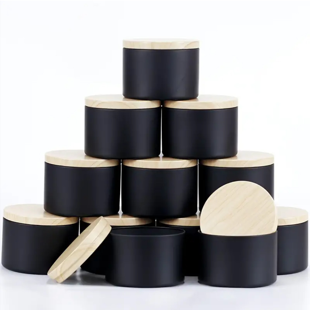 Metal Tin Lid 4Oz - Set di latta per candele nere