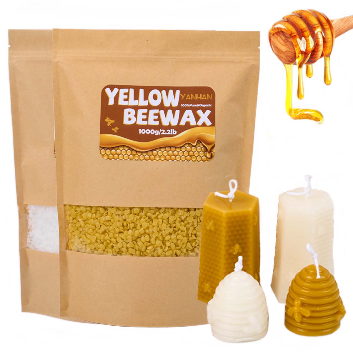 Candle Supplies Bulk - 1000g puro naturale granulare bianco giallo