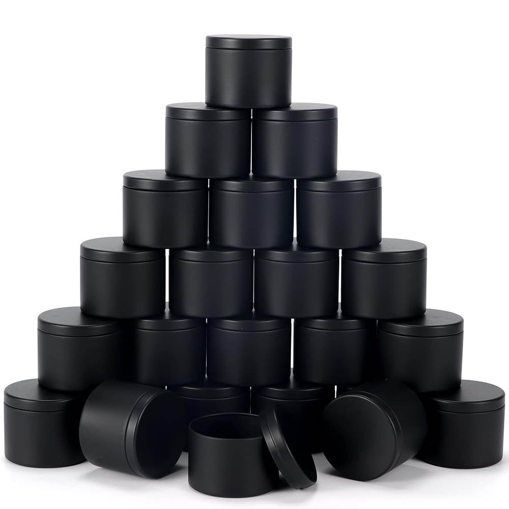 Metal Tin Lid 4Oz - Barattoli per candele neri da 4